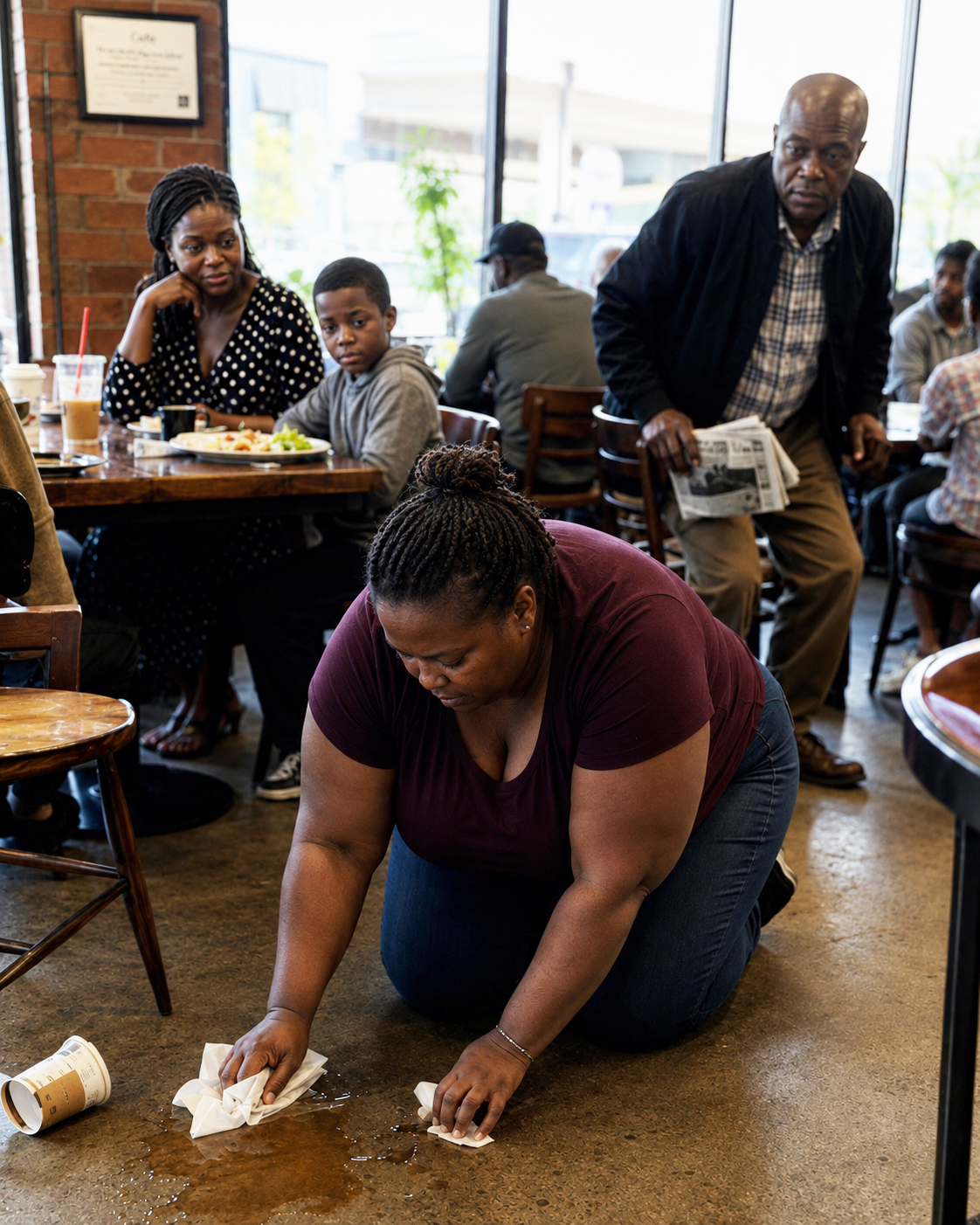 I watched a little boy deliberately trip a stranger in a crowded restaurant — but after his mother mocked the woman, an older man stood up...