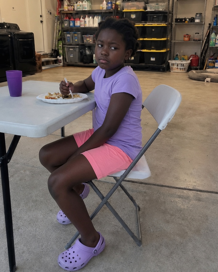 I found my crying daughter eating dinner in the garage because Grandma said she "didn't belong at the table" — my MIL went pale when she realized what I'd done.