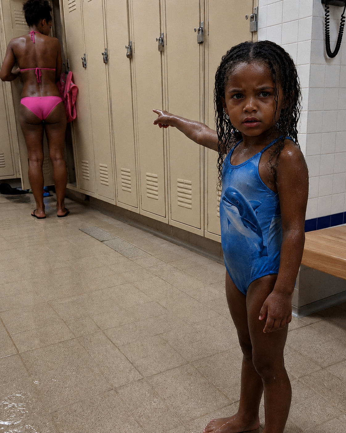 My five-year-old tugged my arm in the pool changing room and whispered, "Mommy, we have to save daddy!