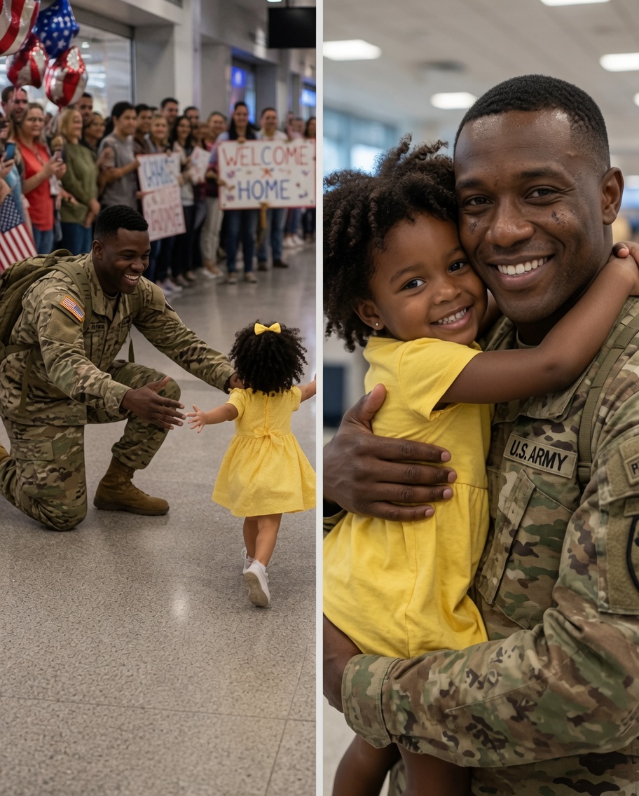 My Husband Dropped His Military Bags to Hug Our Daughter After 2 Years Away — But the Look on the Stranger's Face When She Ran to Him Changed Everything