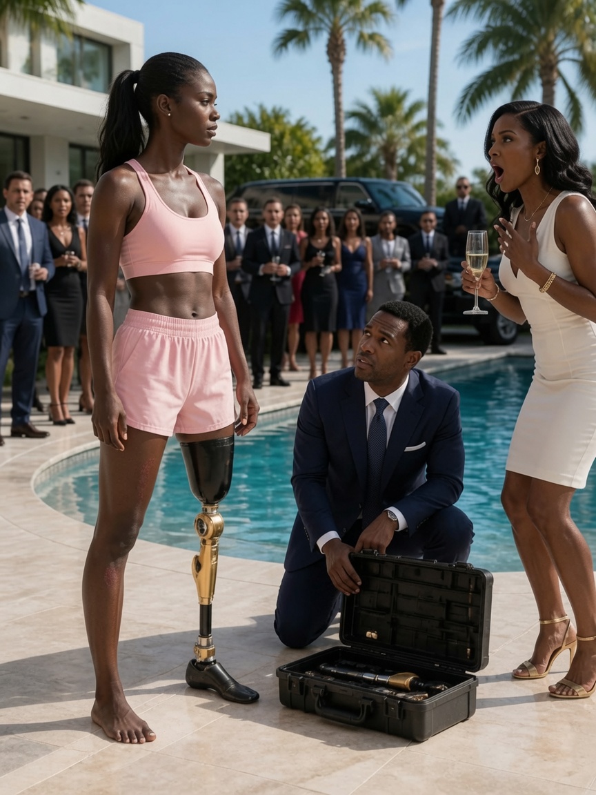 My stepsister hosted a luxury pool party, hiding my clothes so I'd have to expose my prosthetic leg.
