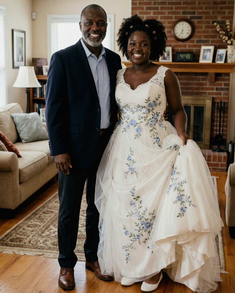 MY DAD MADE MY PROM DRESS FROM MY LATE MOM'S WEDDING GOWN — MY TEACHER WAS MOCKING ME UNTIL A POLICE OFFICER WALKED INTO THE HALL.