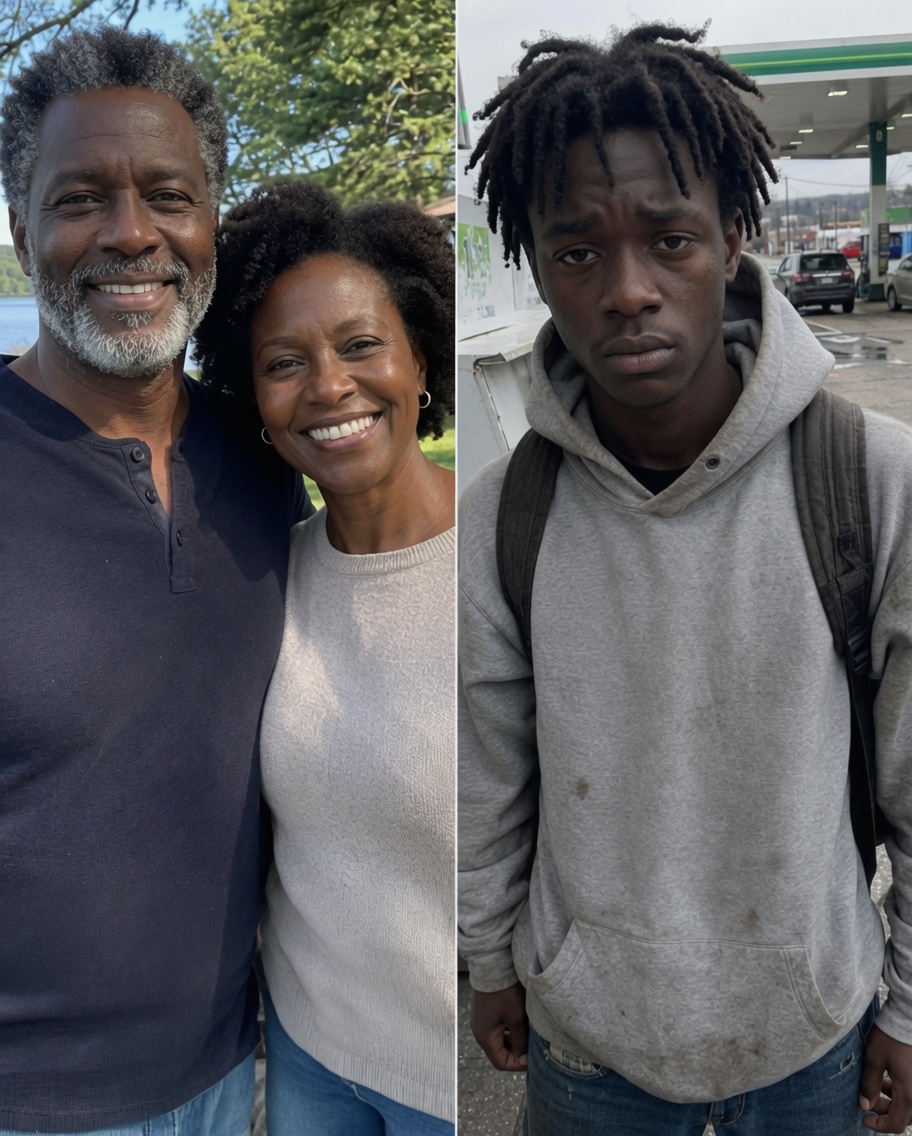 I let a homeless teenager borrow my phone at a gas station — and before handing it back, he leaned in and whispered something that made my bl00d run cold.