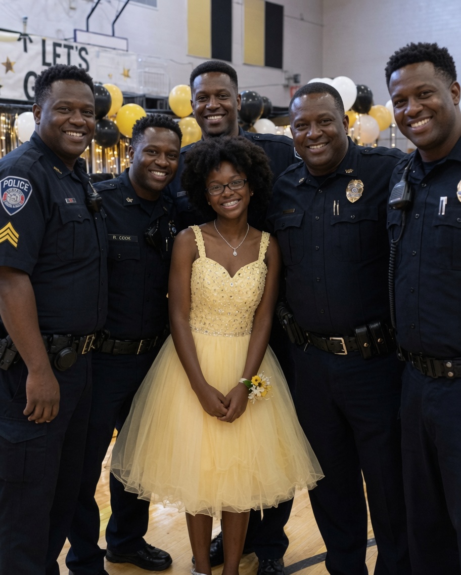 My husband d*ed, so I went to the father-daughter dance at school to support our daughter — her classmates laughed until five police officers walked into the gym.