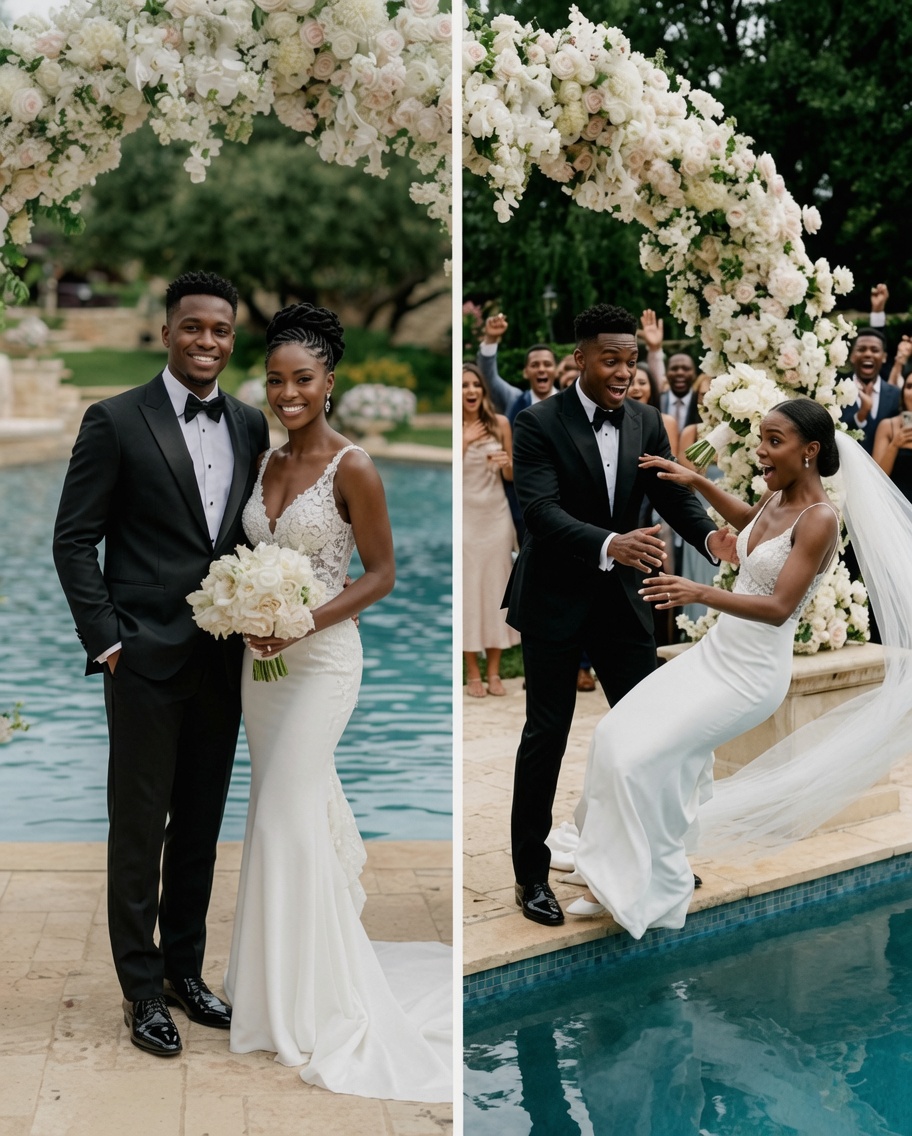 My groom pushed me into the pool during our wedding reception and started laughing hard — he had no idea what I would do next.