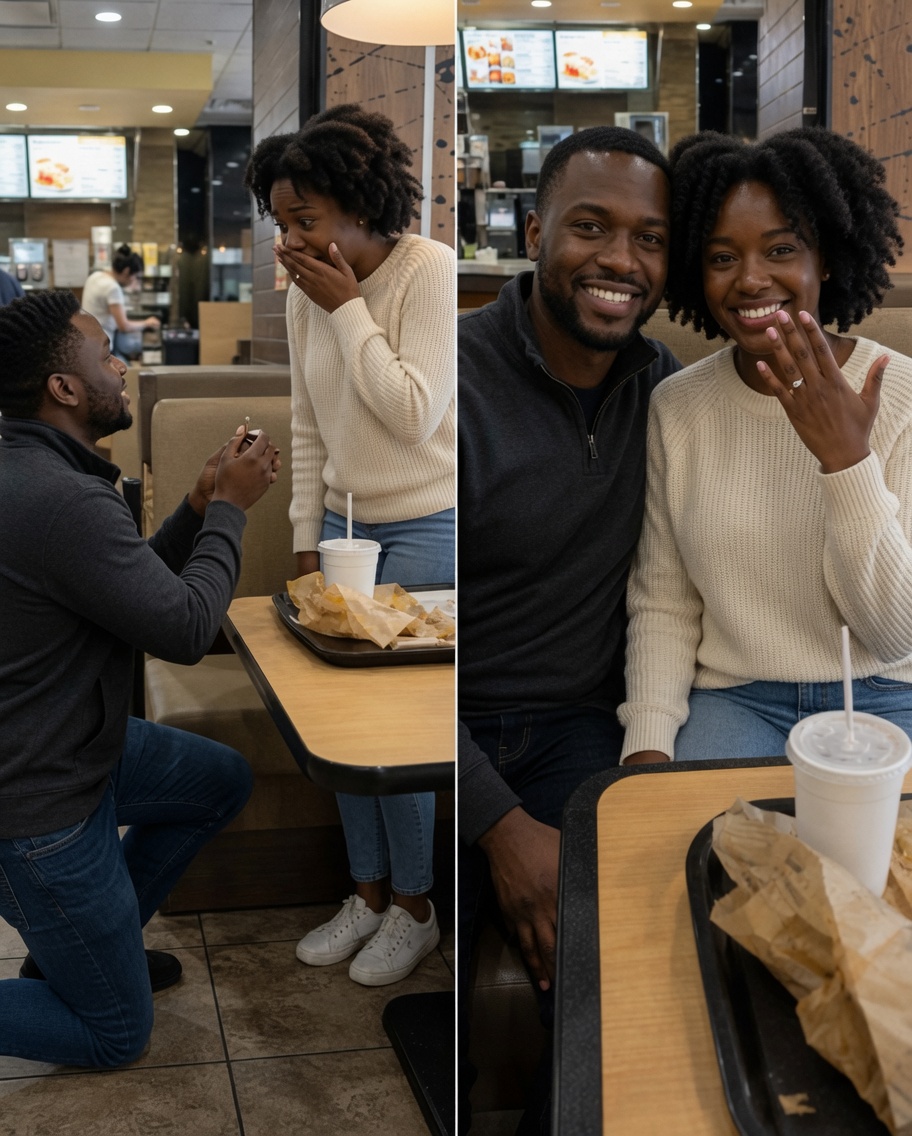 My parents laughed at my fiancé for proposing to me in a fast-food restaurant with a simple silver ring
