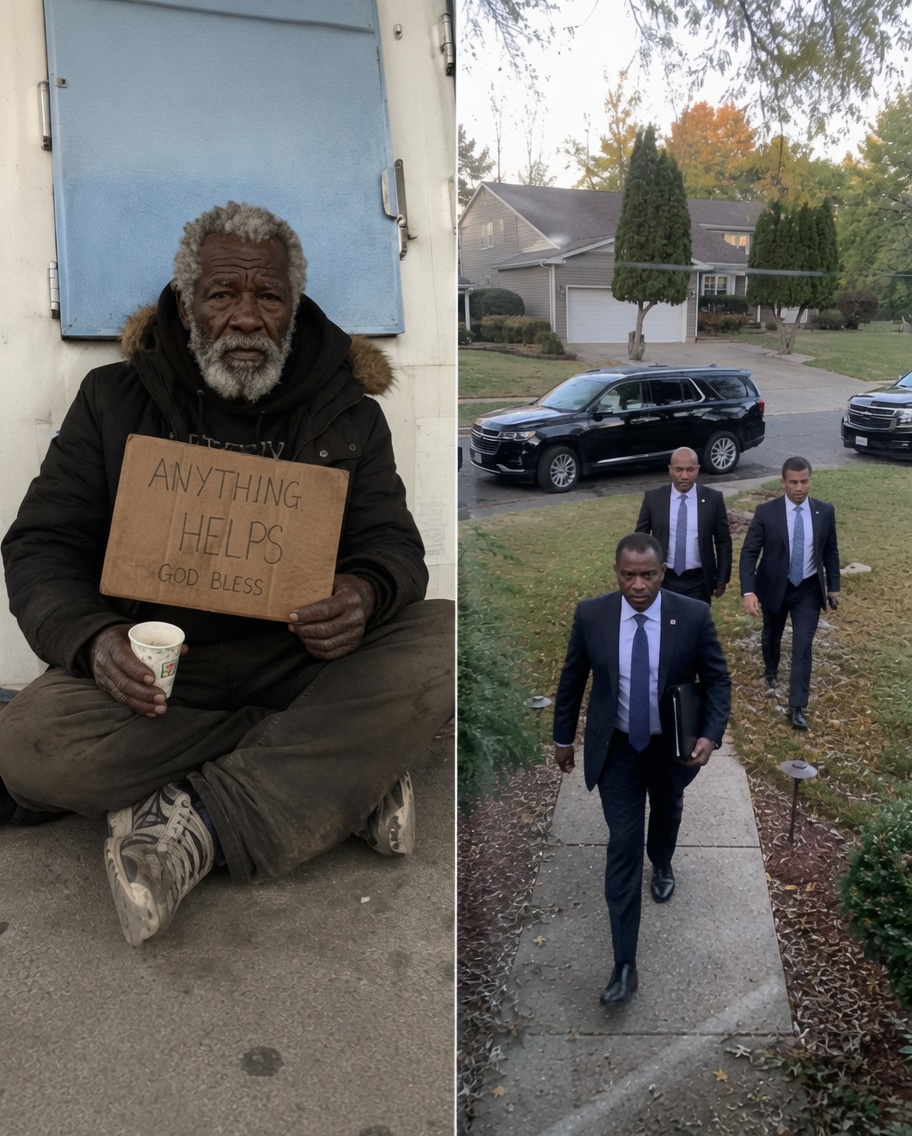 I gave a homeless man my last $20 at a gas station — the next morning, three black SUVs pulled into my driveway, and I thought I was about to lose everything.
