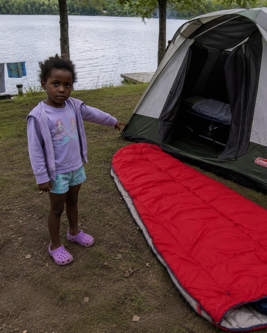 During our camping trip, my daughter pointed at her dad's sleeping bag and whispered, "Mommy, we should poke some breathing holes in Daddy's sleeping bag so that Aunt Lisa can breathe inside."