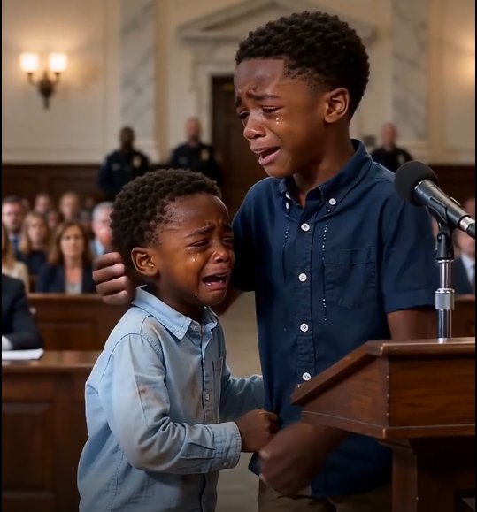 The courtroom grew quiet when the younger brother grabbed the judge's sleeve.