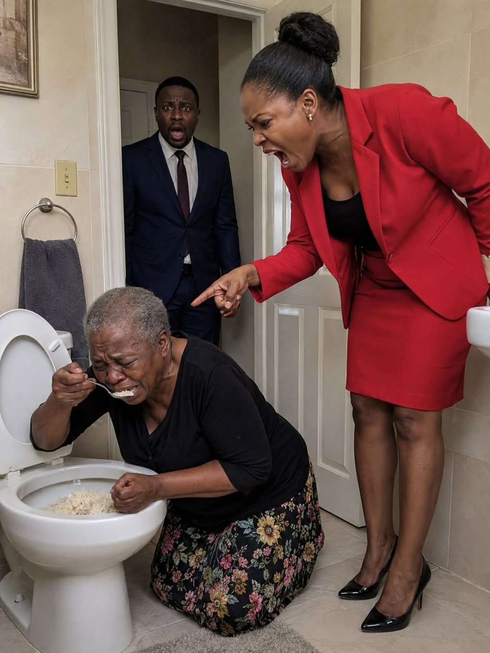 MILLIONAIRE CAME HOME EARLY AND FOUND HIS WIFE FORCING HIS ELDERLY MOTHER TO EAT FROM A TOILET