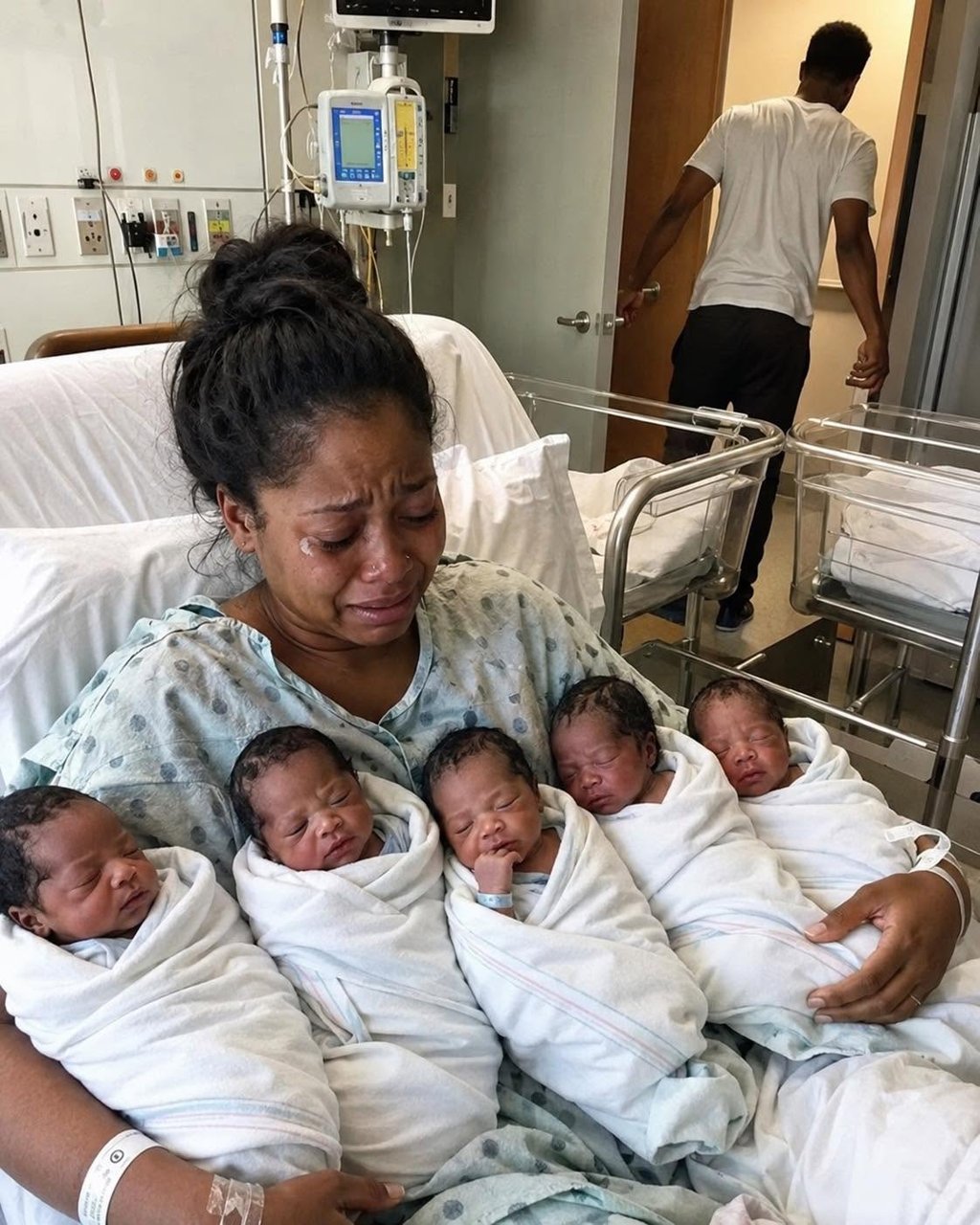 Right after the five babies were born, the father whispered, "These aren't mine," and walked out.