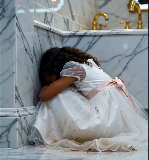 Minutes before his wedding, the groom discovered a little girl crying alone in the bathroom.