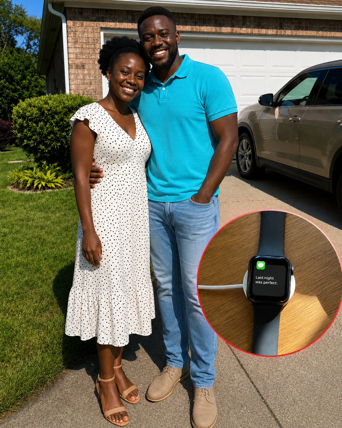 My husband forgot his Apple Watch on the charger, and a message lit up the screen saying, "Last night was perfect"