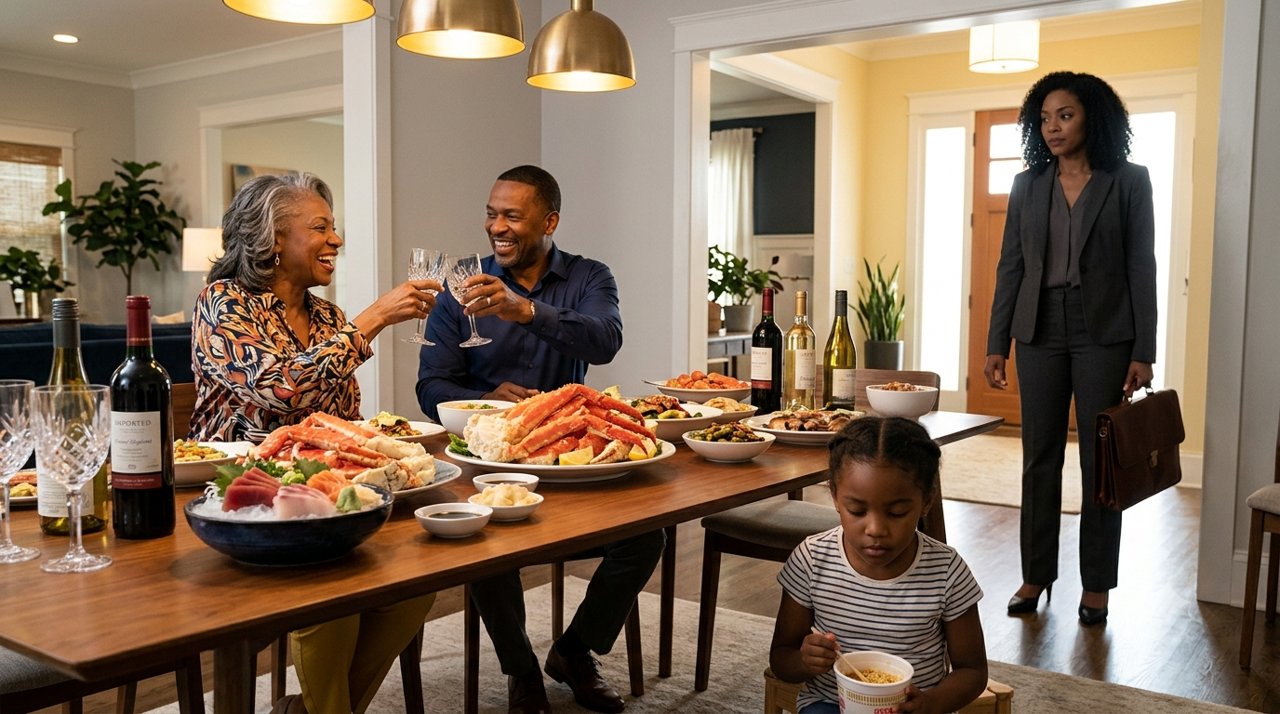 My daughter whispered, "Grandma says your money is for Dad, not us," while my husband laughed over king crab I paid for, so I quietly froze every card — and within an hour, the entire family was panicking.