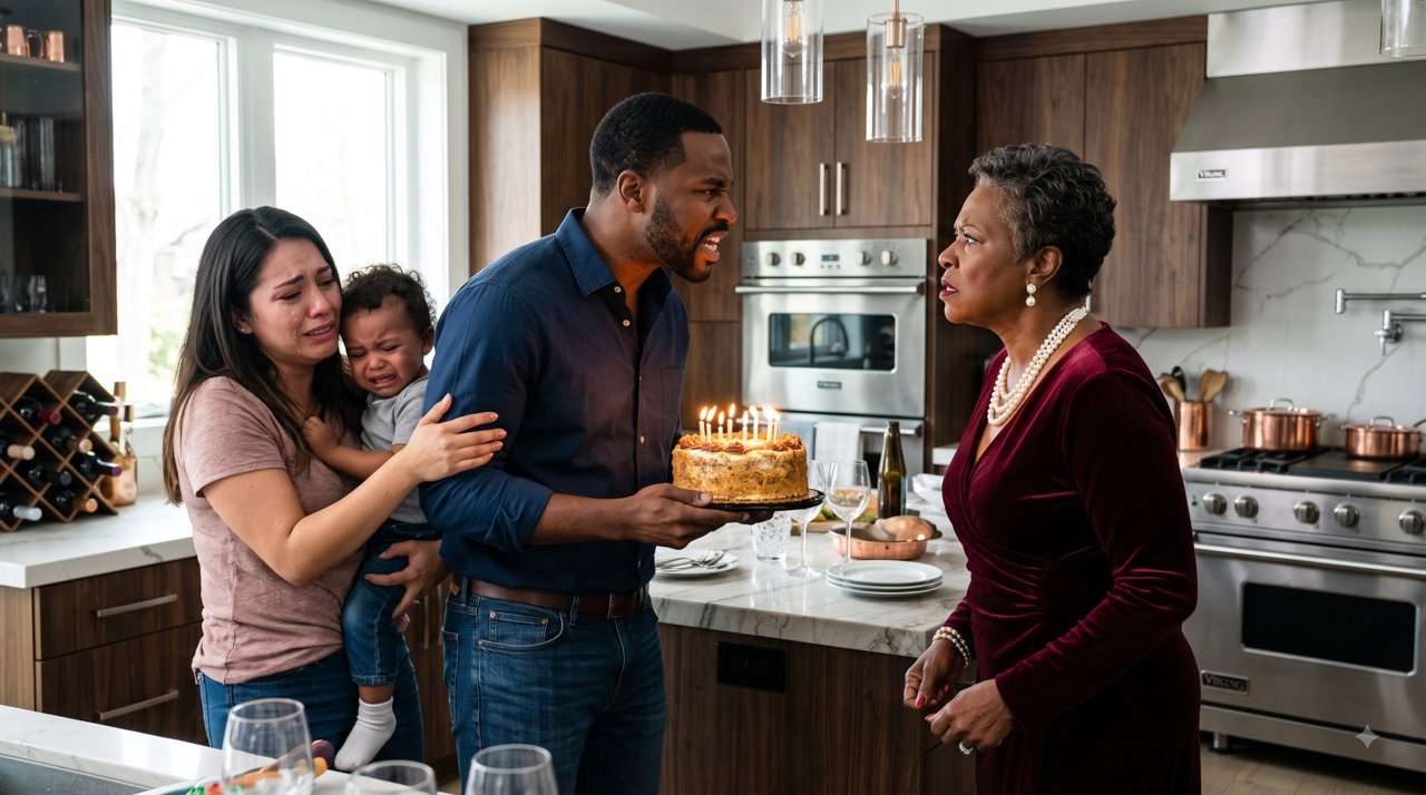 My mother humiliated my wife on our son's first birthday, forcing her to serve everyone while caring for our sick baby.