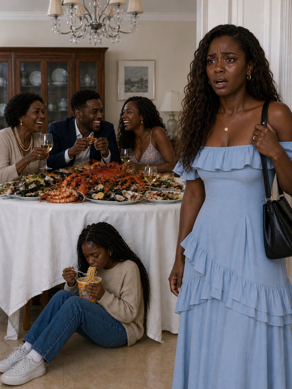 I came home from work and found my husband's family eating outrageously expensive seafood while my daughter was having instant noodles alone.