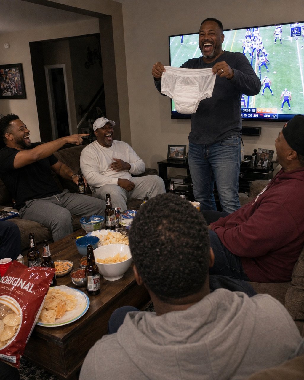 My husband mocked me in front of his buddies for wearing adult diapers after giving birth — until one of his friends stood up and did something no one at the table expected.
