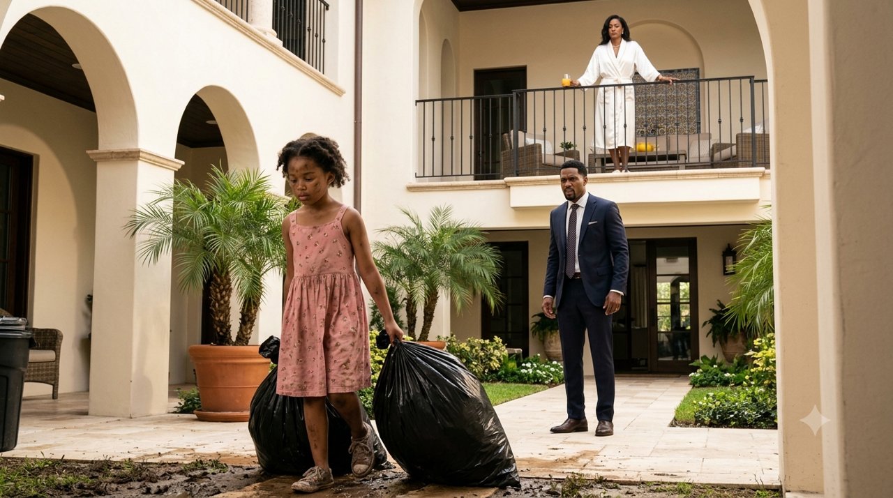My Wife Thought I Was Still in Dubai When She Forced My Daughter to Drag Trash Through the Mud—She Didn't Know I Was Watching.