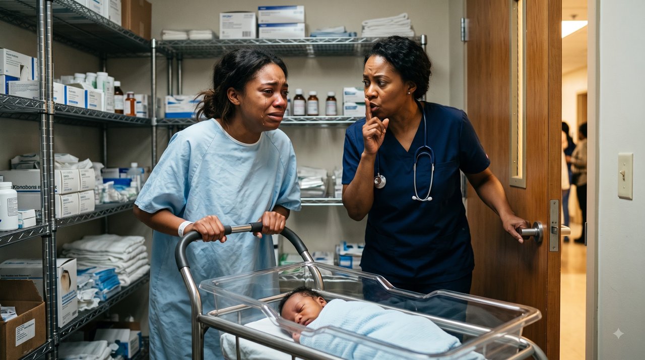 "The nurse shoved me and my newborn into a locked supply room and whispered, "Don't come out...