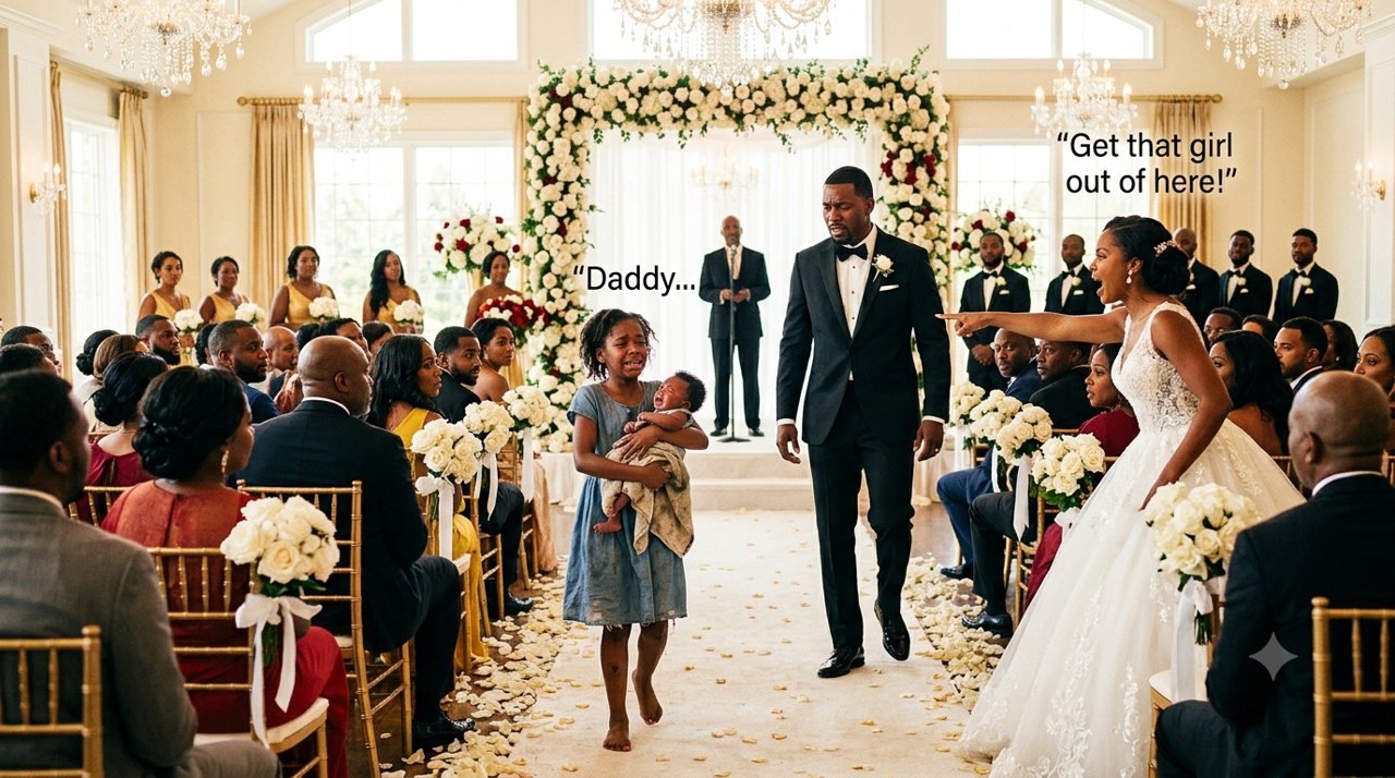A little girl carrying a baby sister interrupted a billionaire wedding…