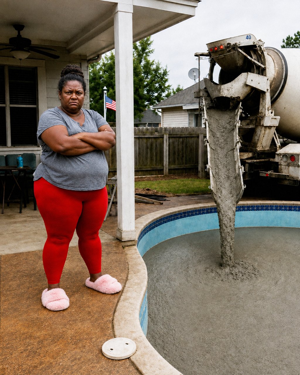 My neighbor filled my swimming pool with concrete because my kids were "TOO LOUD" — but she never expected what happened next.