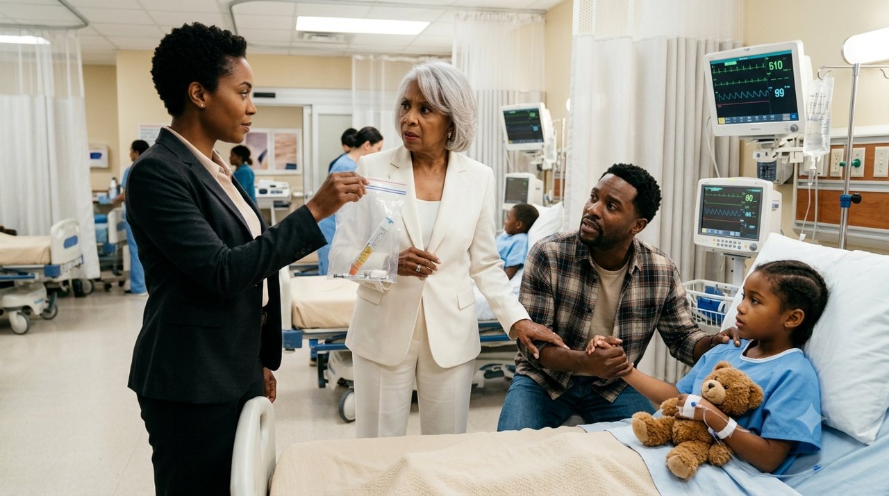 "Tell them your father forgot your medicine." My mother-in-law whispered it beside my daughter's hospital bed—without knowing who was standing behind the curtain.
