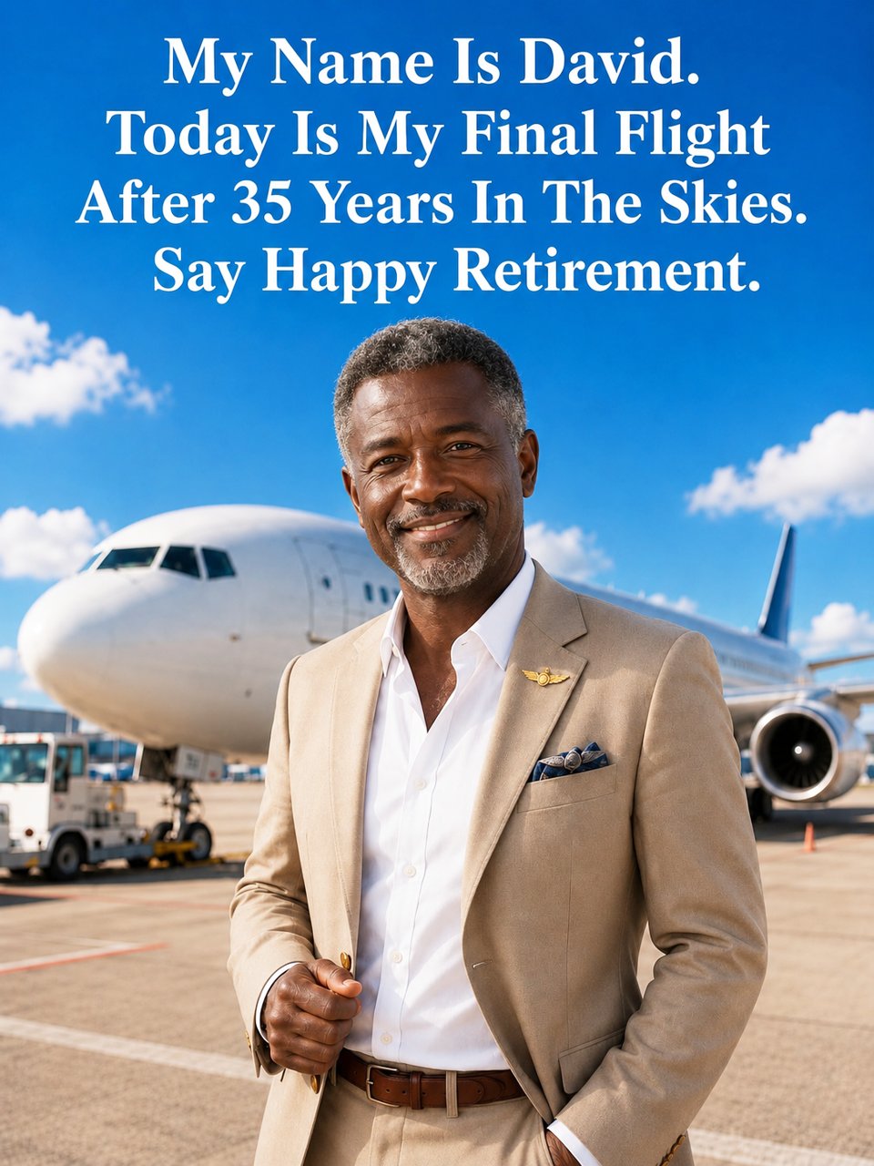 👨‍✈️🌅 After 35 remarkable years in the skies, Captain David has finished his final flight and is now starting a well-earned retirement.