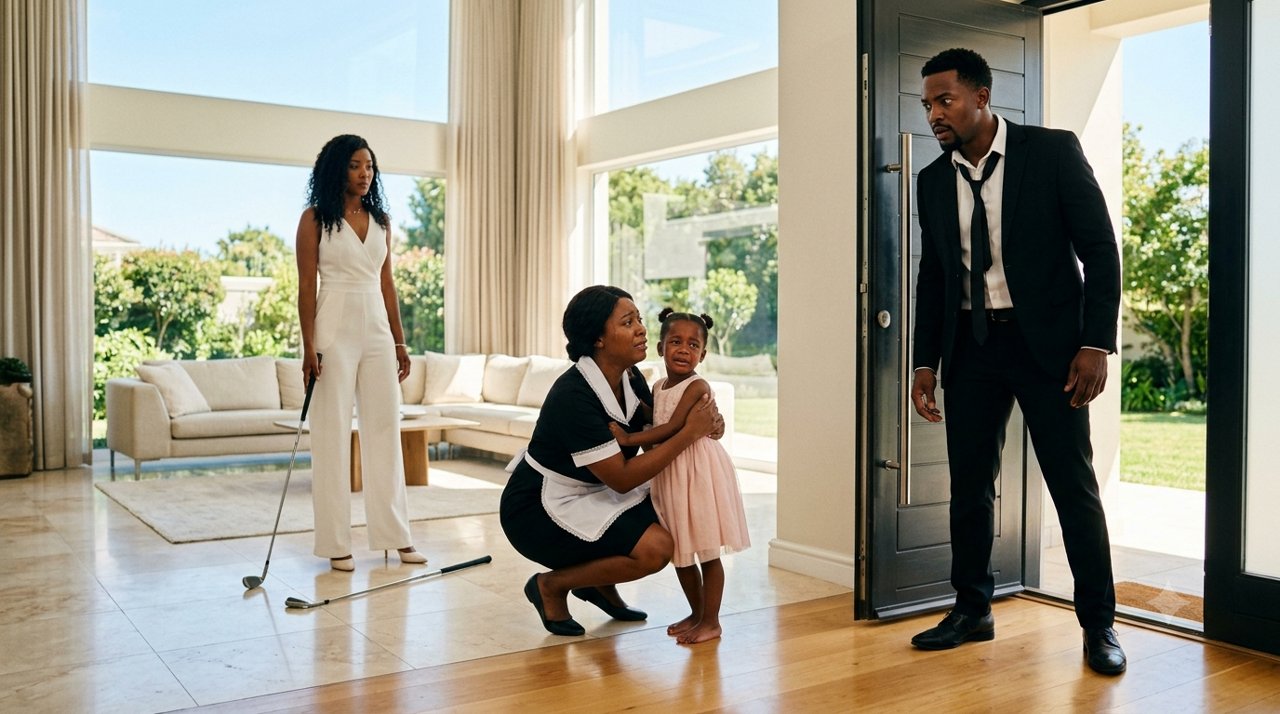 "The Maid Shielded Her Little Girl From His Fiancée's Blow—Then the Child Looked at the Millionaire and Whispered, "Daddy…"