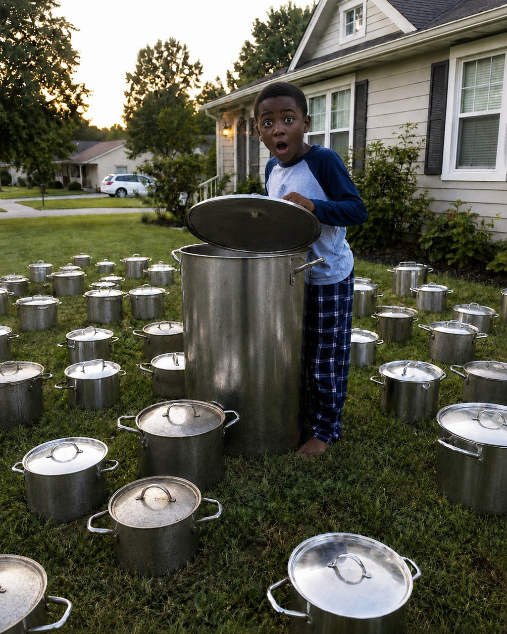 My son volunteered at a soup kitchen for the homeless — a month later, dozens of giant soup pots appeared on our lawn.
