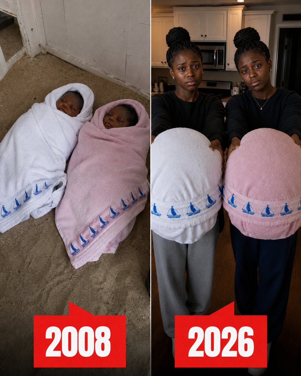 I adopted twin baby girls I found wrapped in towels in a beach changing stall—on their 18th birthday, they handed me those same towels and whispered, "Dad...