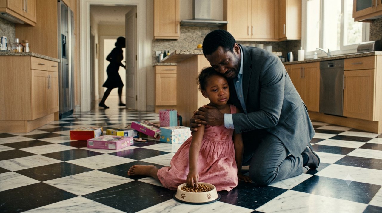 A BILLIONAIRE CAME HOME EARLY—AND FOUND HIS 6-YEAR-OLD DAUGHTER EATING FROM THE DOG'S BOWL.