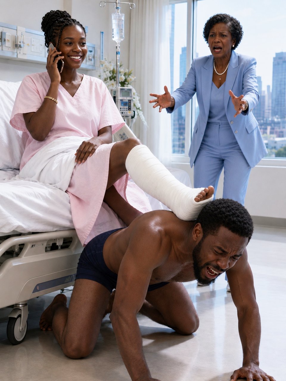 "You broke your leg, not your hands!