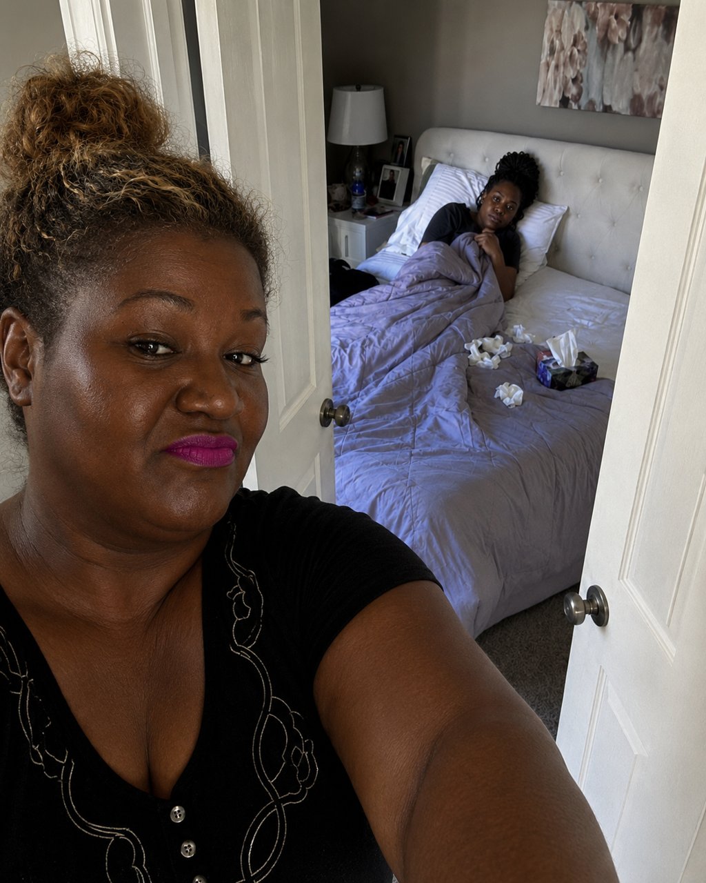 My MIL posted a photo of me sick in bed to shame me for "sleeping until noon"—days later, my husband woke me before dawn and whispered, "Honey, it's time mom learned a lesson.