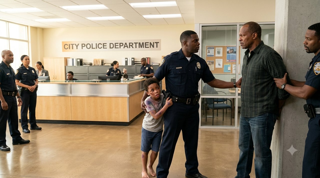 A Bruised Little Boy Burst Into Our Police Station Begging For Help—And The Man Chasing Him Fr0ze When He Saw Me.