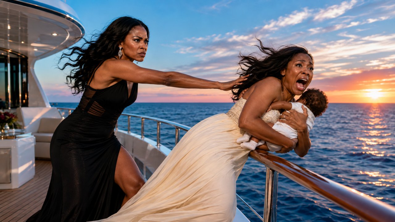 At my sister's luxury wedding reception, my mother shoved me and my five-year-old daughter off the deck into the freezing harbor and said, "Your sister married a powerful CEO.