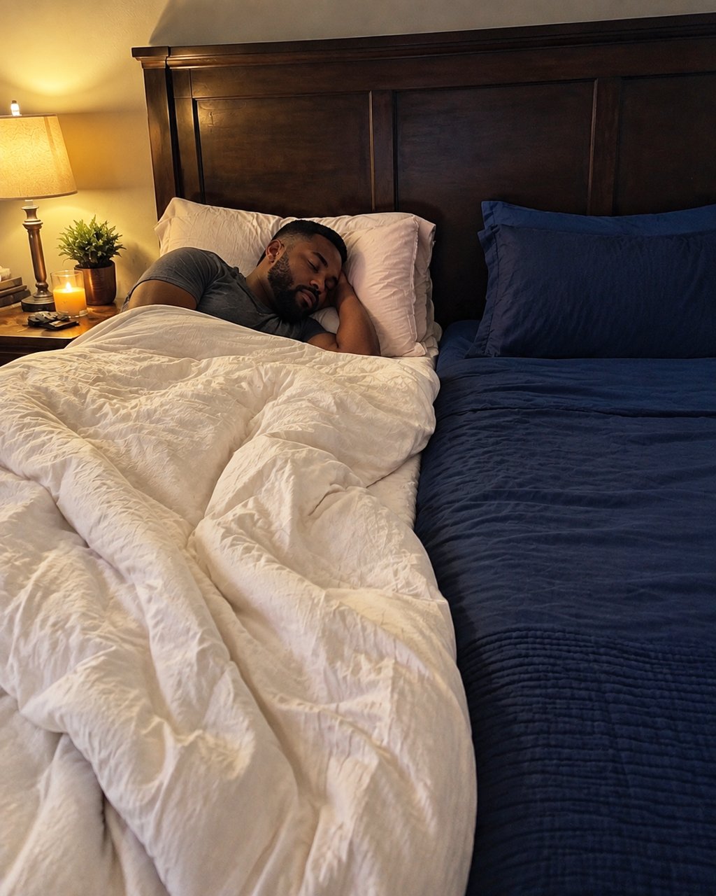 My husband and I have slept on the same sides of the bed for seventeen years.