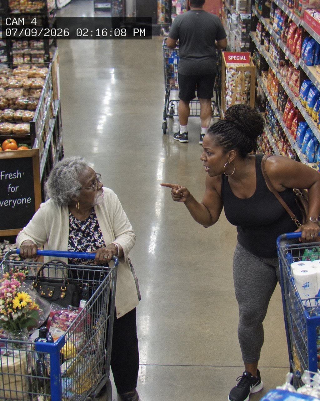 A woman humiliated my 83-year-old mom in front of an entire checkout line — then the cashier looked at her face, locked her register, and said, "Nobody leaves."