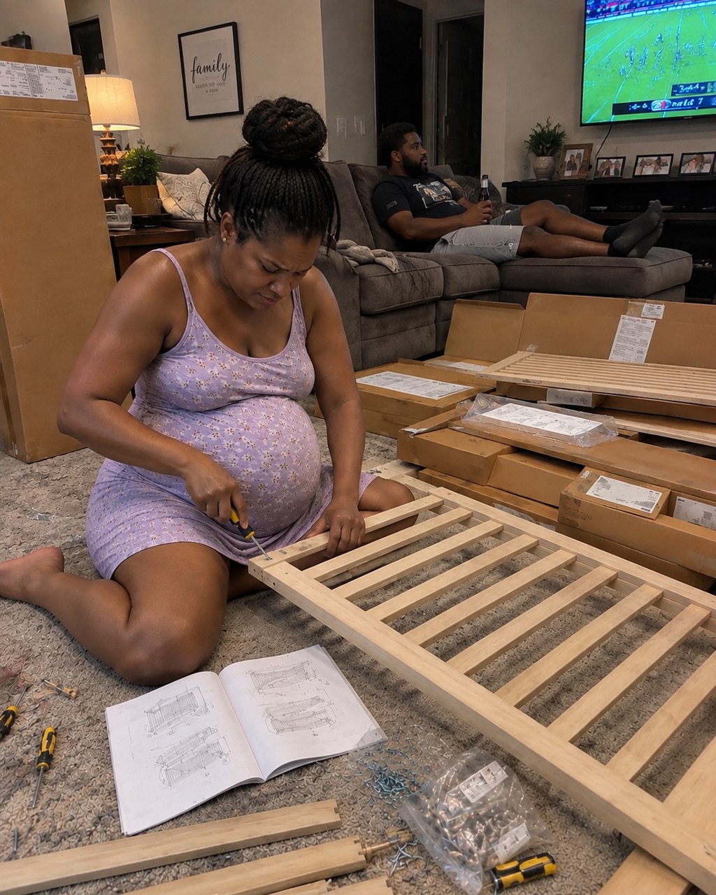 At 9 months pregnant, my husband refused to help me assemble our baby's crib, tossed me the instructions, and said, "You're better at the little details anyway"—his grandpa taught him an instant lesson he'll never forget.