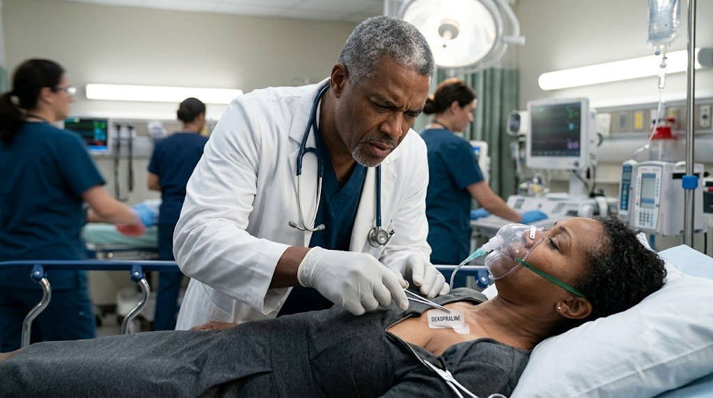 "When the emergency surgeon was brought the wife of his best friend, she could barely breathe.