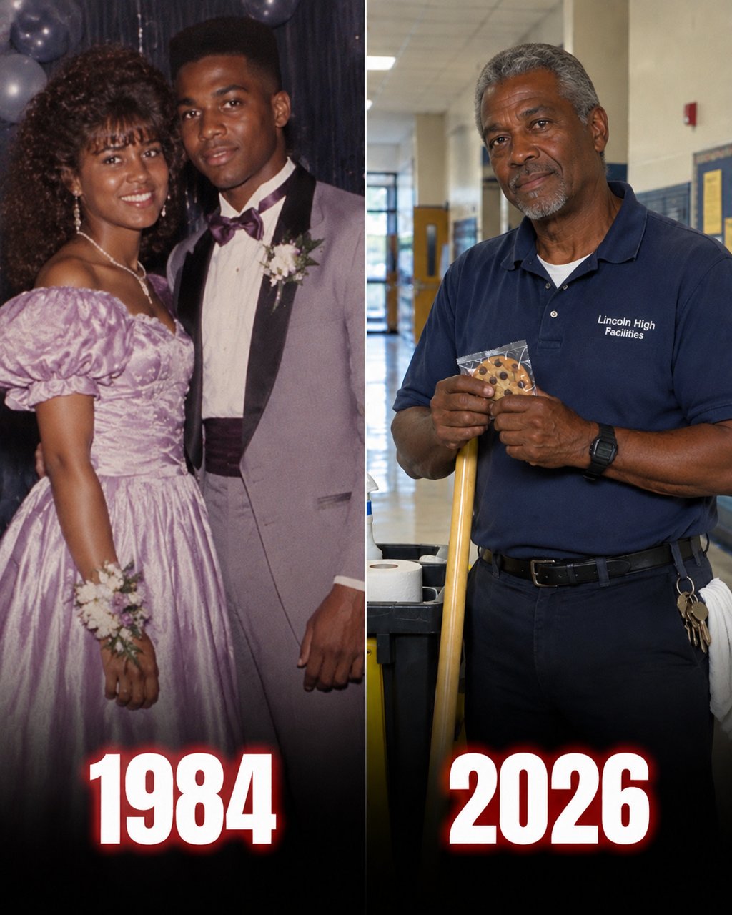 My 8-year-old granddaughter pointed at my high school sweetheart in my 1984 prom photo and said, "Grandma, that man gives me extra dessert at school." The boy beside me had been g0ne for 42 years.