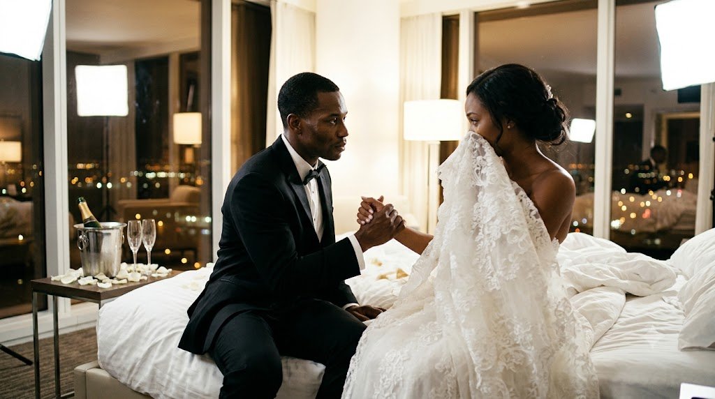 On our wedding night, I gently lowered my wife's dress—and froze when I noticed several faded marks across her back and side.