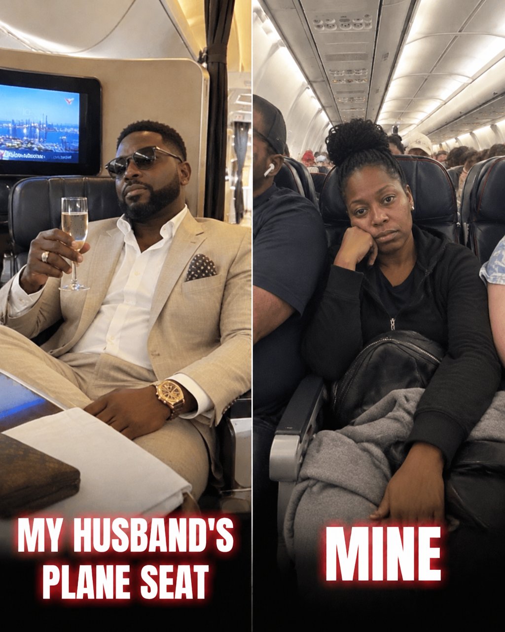 My husband bought himself first class and left me in economy on our 25th anniversary—then the captain announced my name over the speaker and asked me to come forward alone.