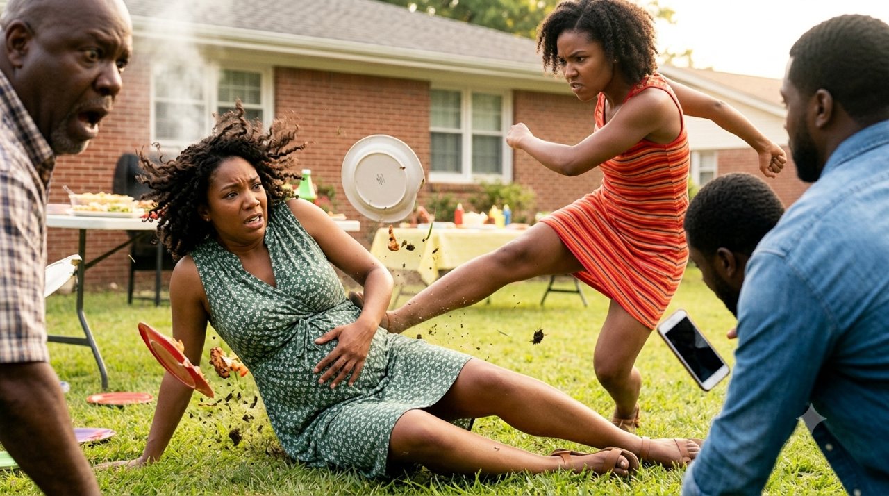 My sister looked me dead in the eyes before she kicked me — six months pregnant — square in the stomach.