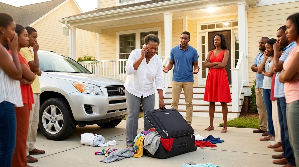 My daughter-in-law dragged my suitcase through the front door and threw it onto the driveway so hard that the zipper split open in front of my entire family.