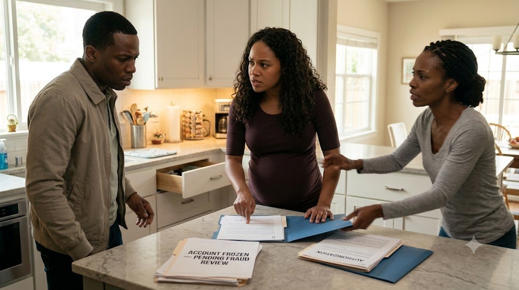 "Give me the money, or your children won't see a dime," my sister-in-law threatened while I stood eight months pregnant in my kitchen.