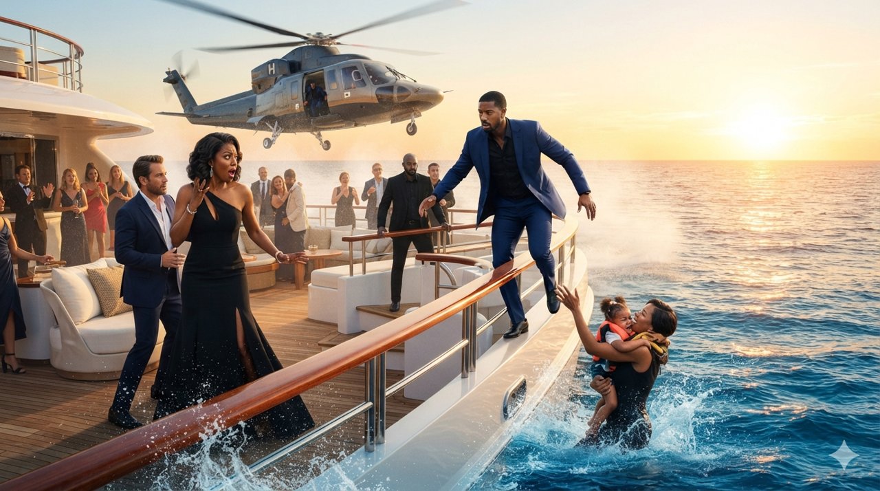 At my sister's luxury wedding reception, my mother shoved me and my five-year-old daughter off the deck into the freezing harbor and said, "Your sister married a powerful CEO.