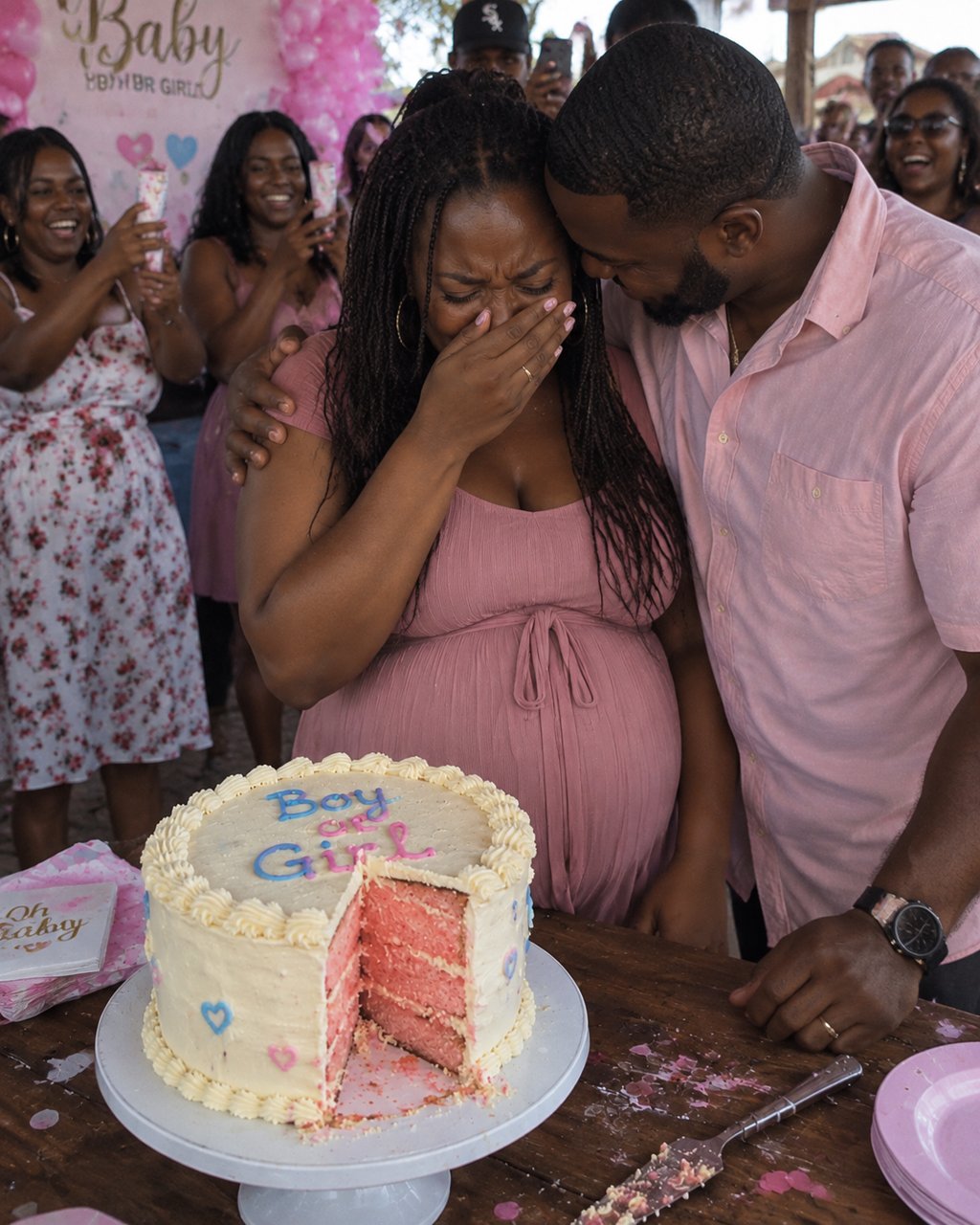 My daughter cut into her gender reveal cake and started crying — then the baker pulled me aside.