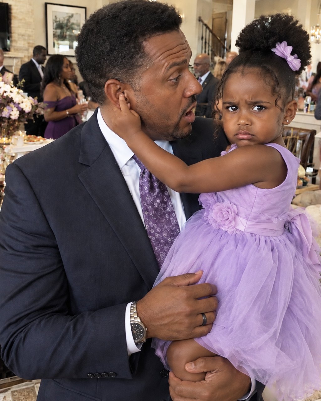 At a company party, my 4-year-old daughter pointed at my boss's ear and kept saying, "Daddy is there" — but my husband was d*ad; when I looked closer, I nearly fainted as I realized what she was actually pointing at.