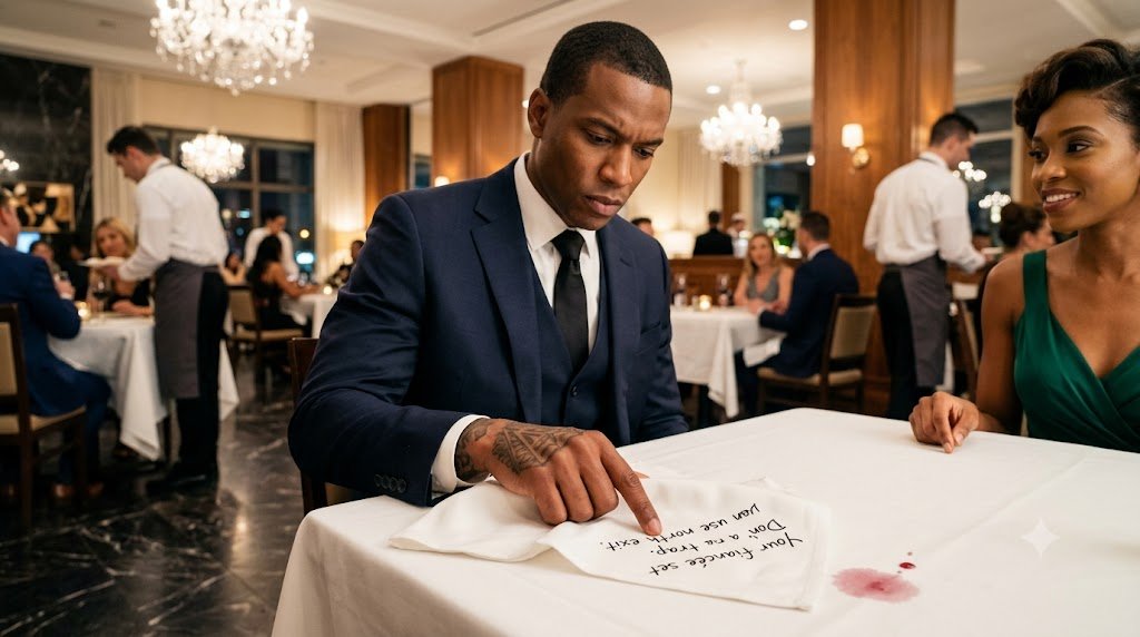 A waitress saved powerful underworld boss Lorenzo Moretti's life with a stolen pen and a cocktail napkin.