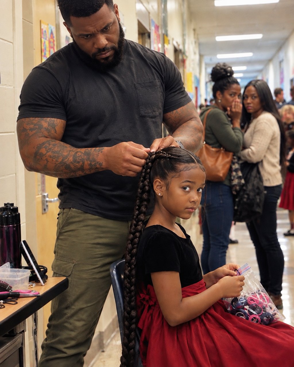 Everyone could see the girl from our school was struggling with hair past her knees, and nobody understood her father — at the concert she said it herself: "I asked him to cut it.